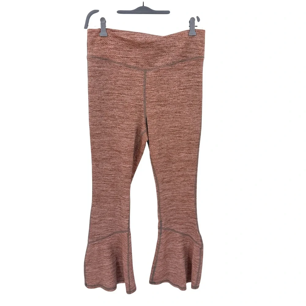 FP Movement Free People Orange‎ Honeycomb Ruffle Kick Flare Leggings Large